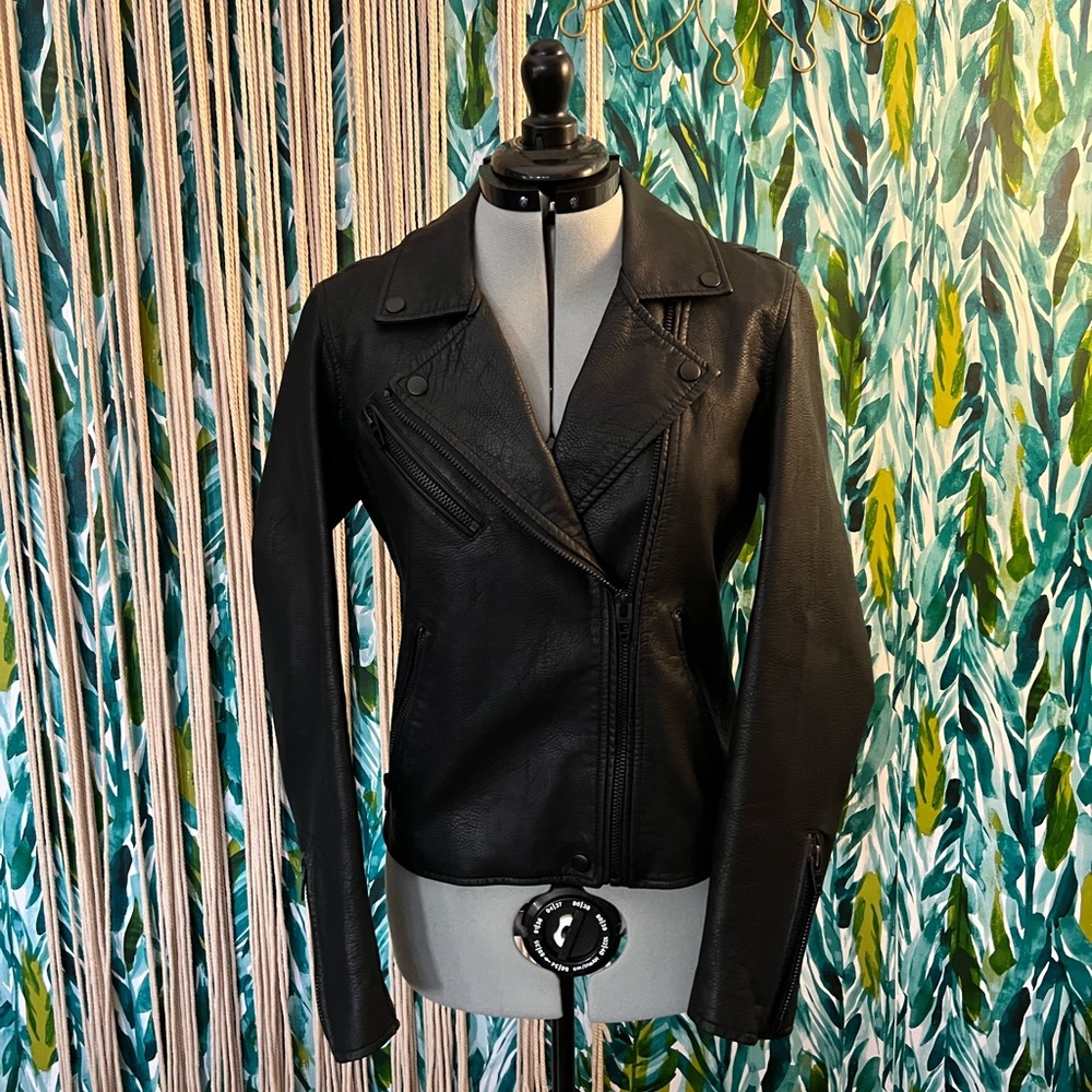 Black NYC Black Vegan Leather Jacket Size Small